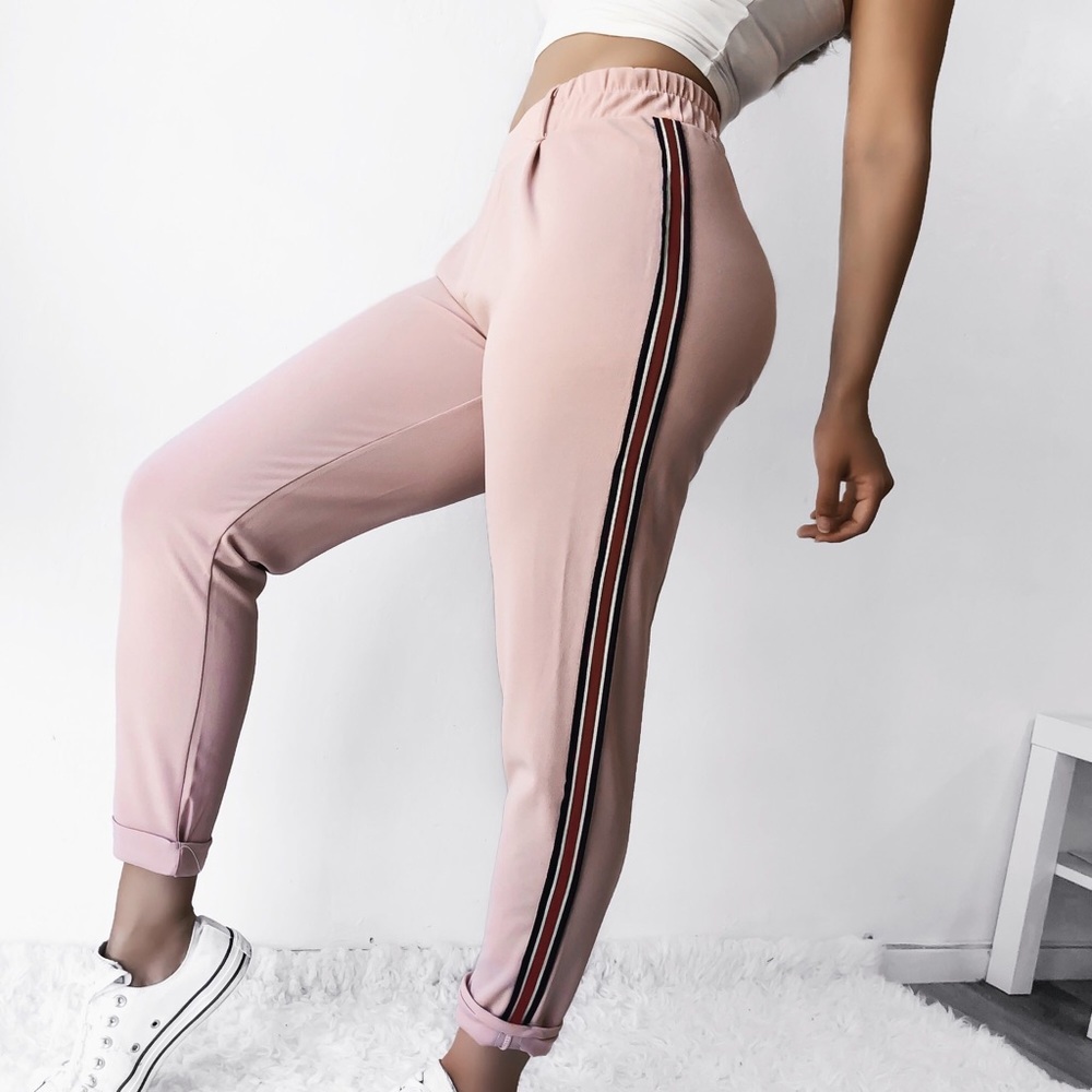 Sporty Striped Pink Pants